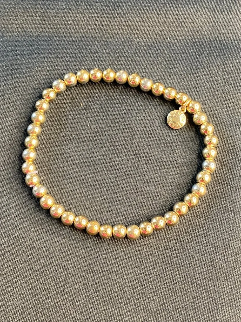 J. Crew Gold-Tone Beaded Stretch Charm Bracelet with Cubic Zirconia